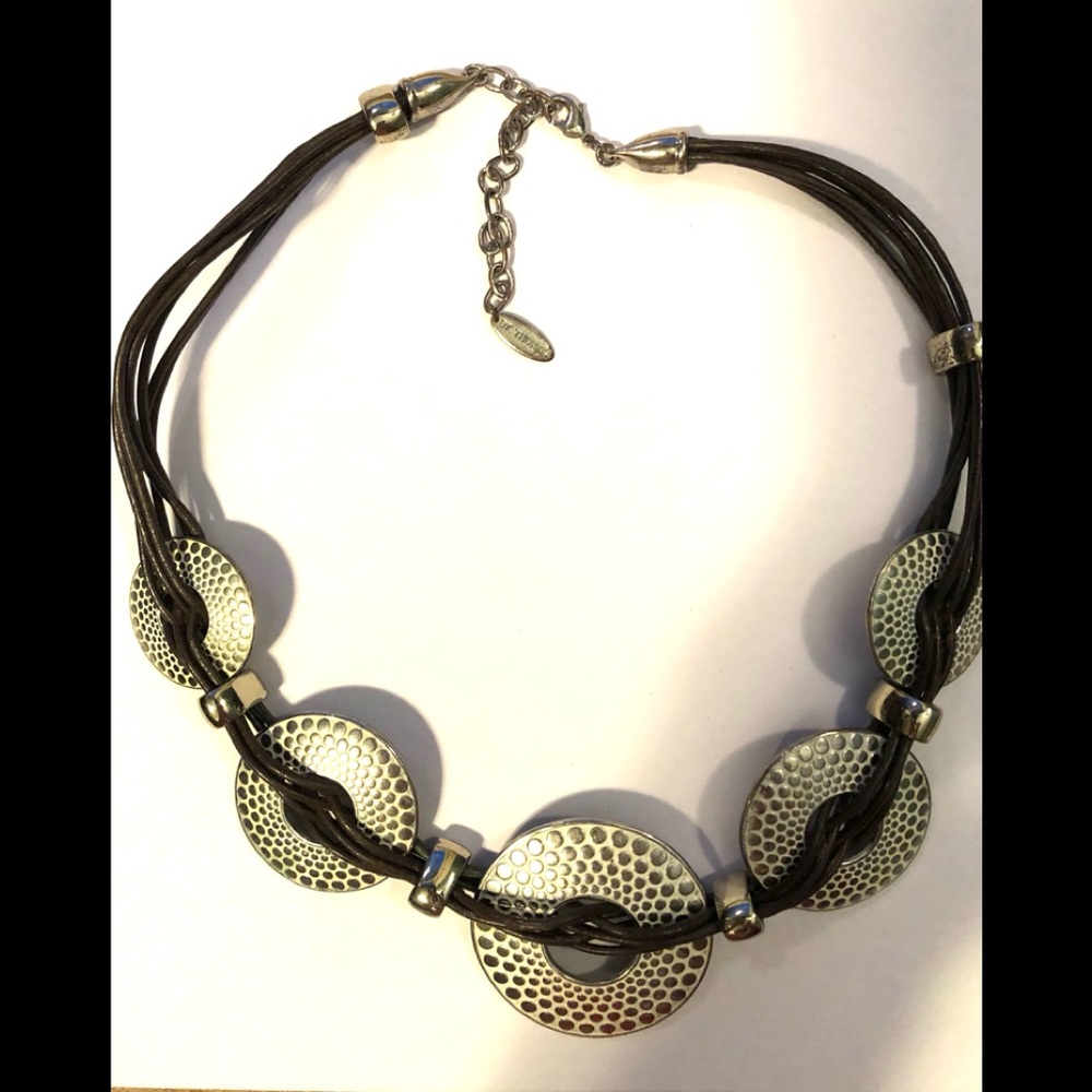 St. Thomas Enamel Medallion Leather Cord Necklace